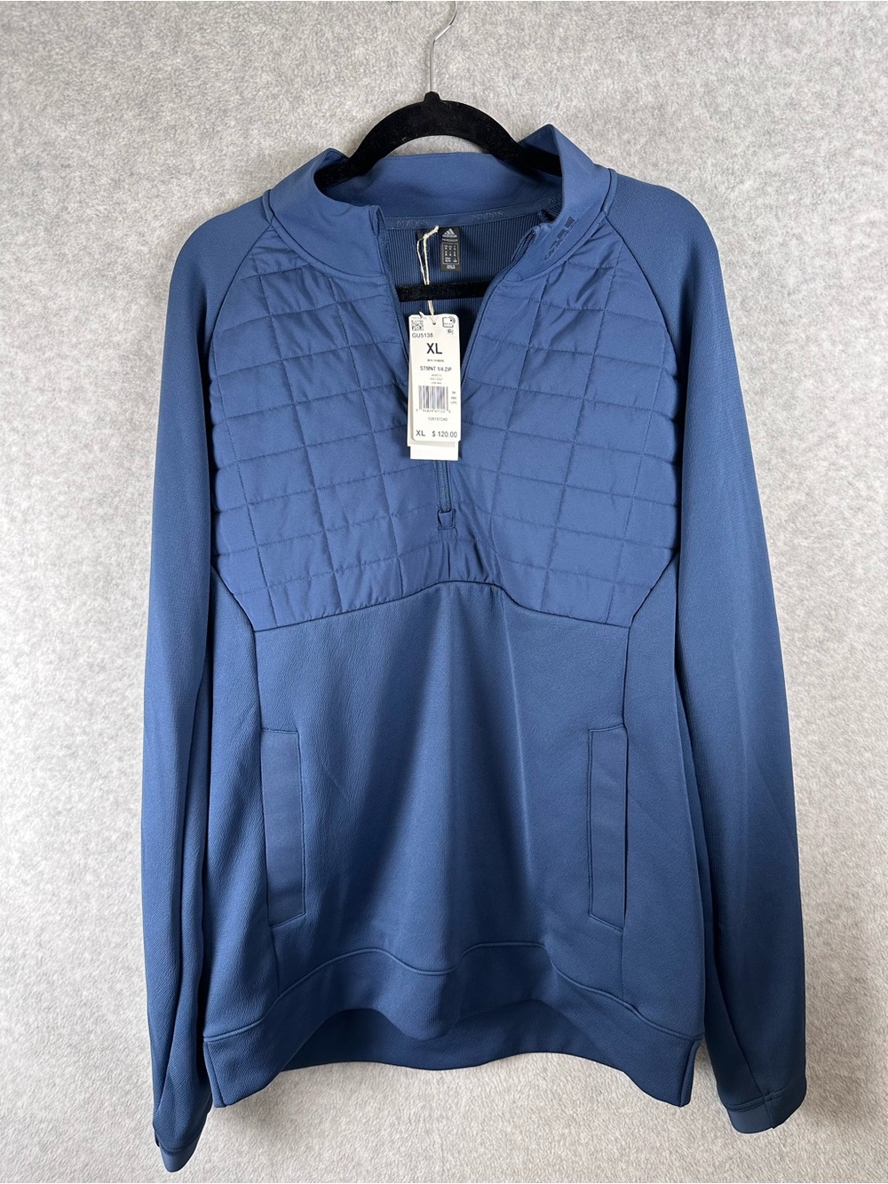 NEW $120 MSRP Adidas PrimeGreen Blue Quilted Pullover